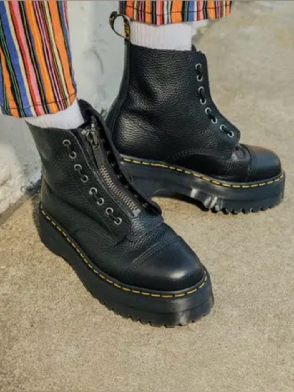 Dr. Martens Black Sinclair leather Zip-Front Combat Boots.